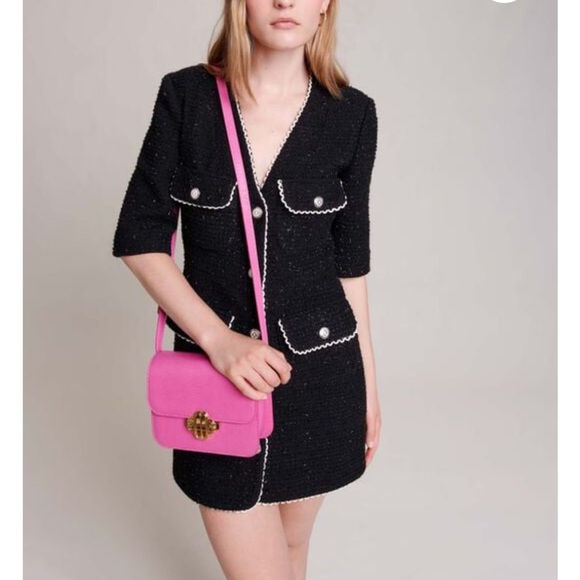 Maje pink lizard embossed Clover Bag BNWT - Picture 5 of 11